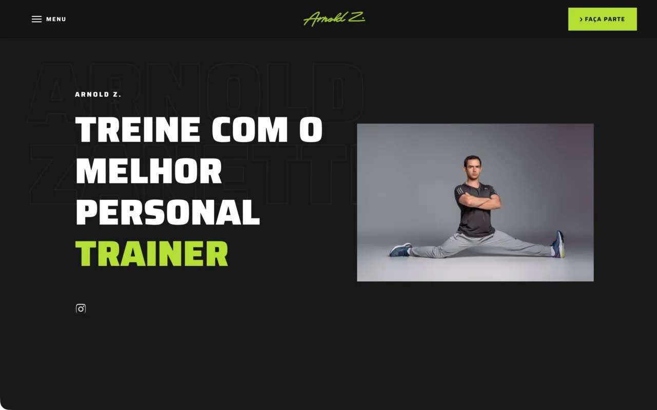 Site do Arnold Z., personal trainer e consultoria esportiva da Pegasus Academy