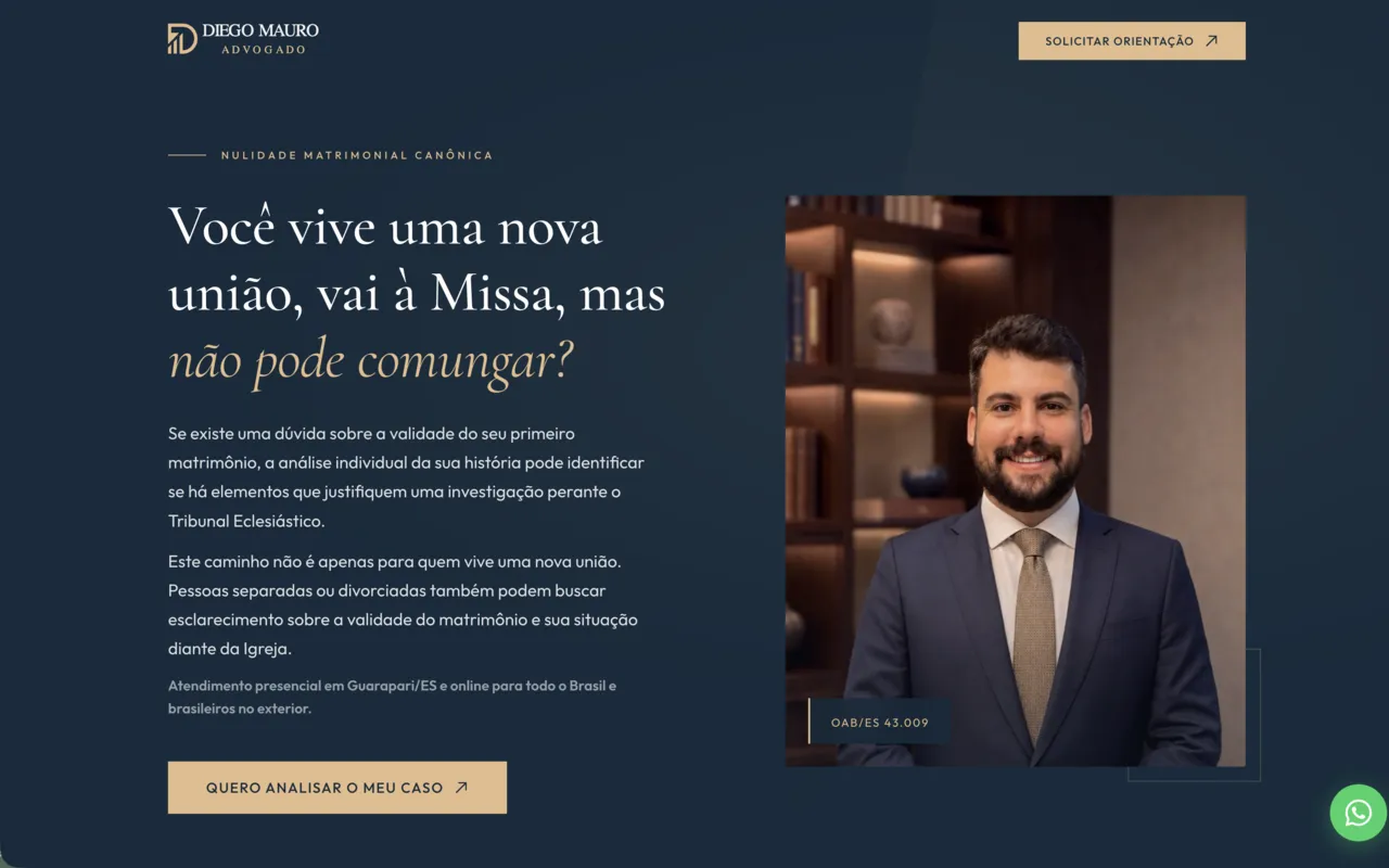 Landing page de Diego Mauro Advogado
