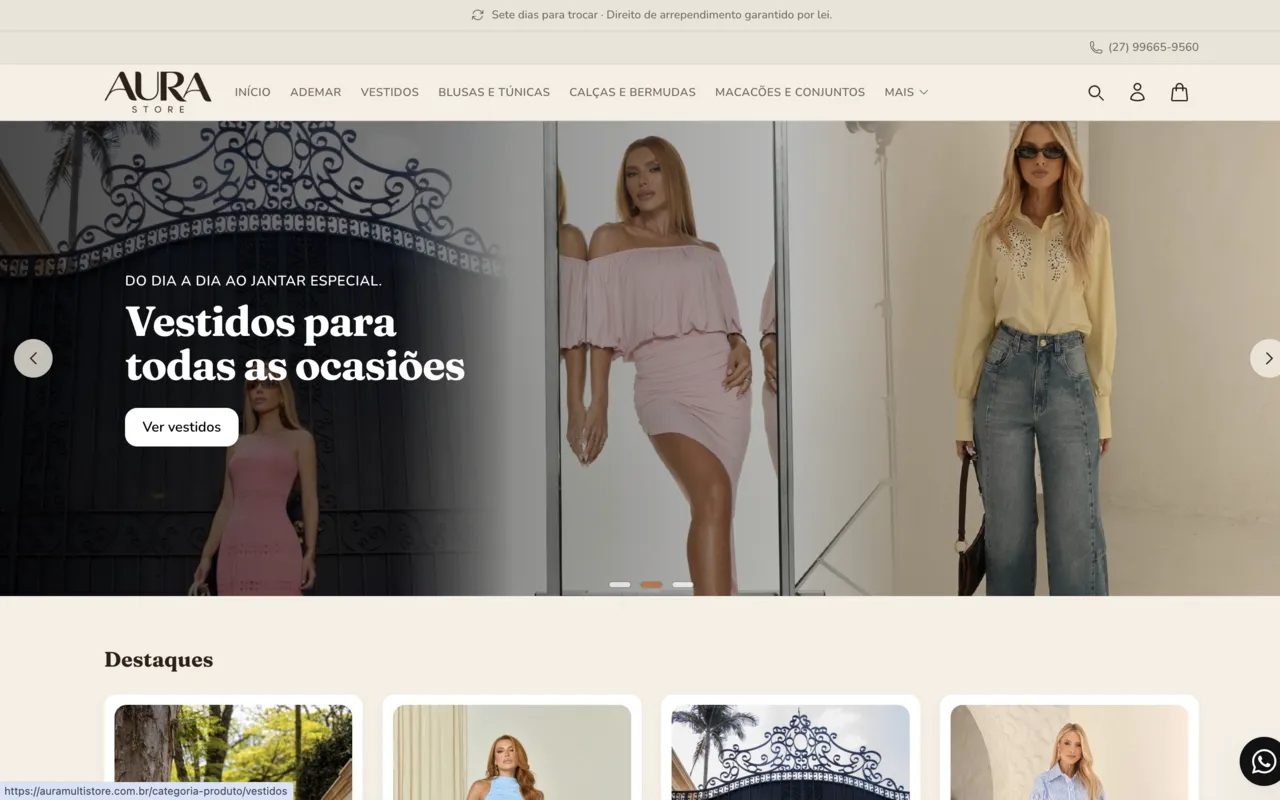 Loja Aura Store, moda feminina