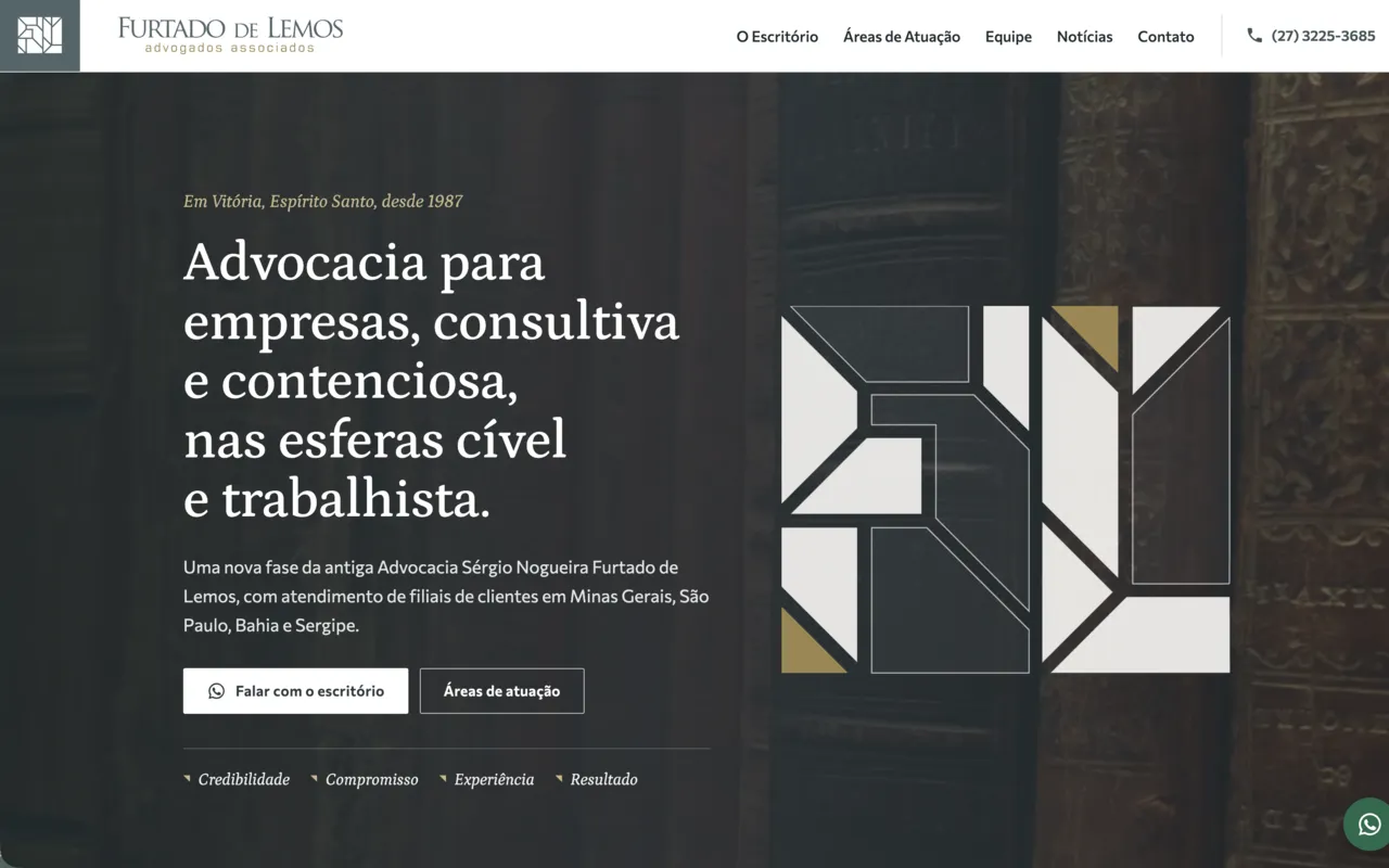 Site da Furtado de Lemos Advogados Associados