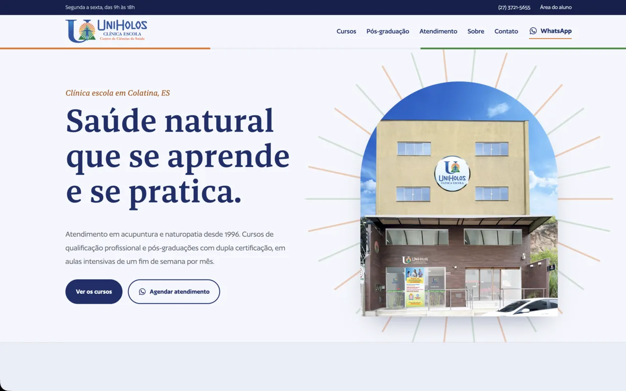 Site da UniHolos Clínica Escola