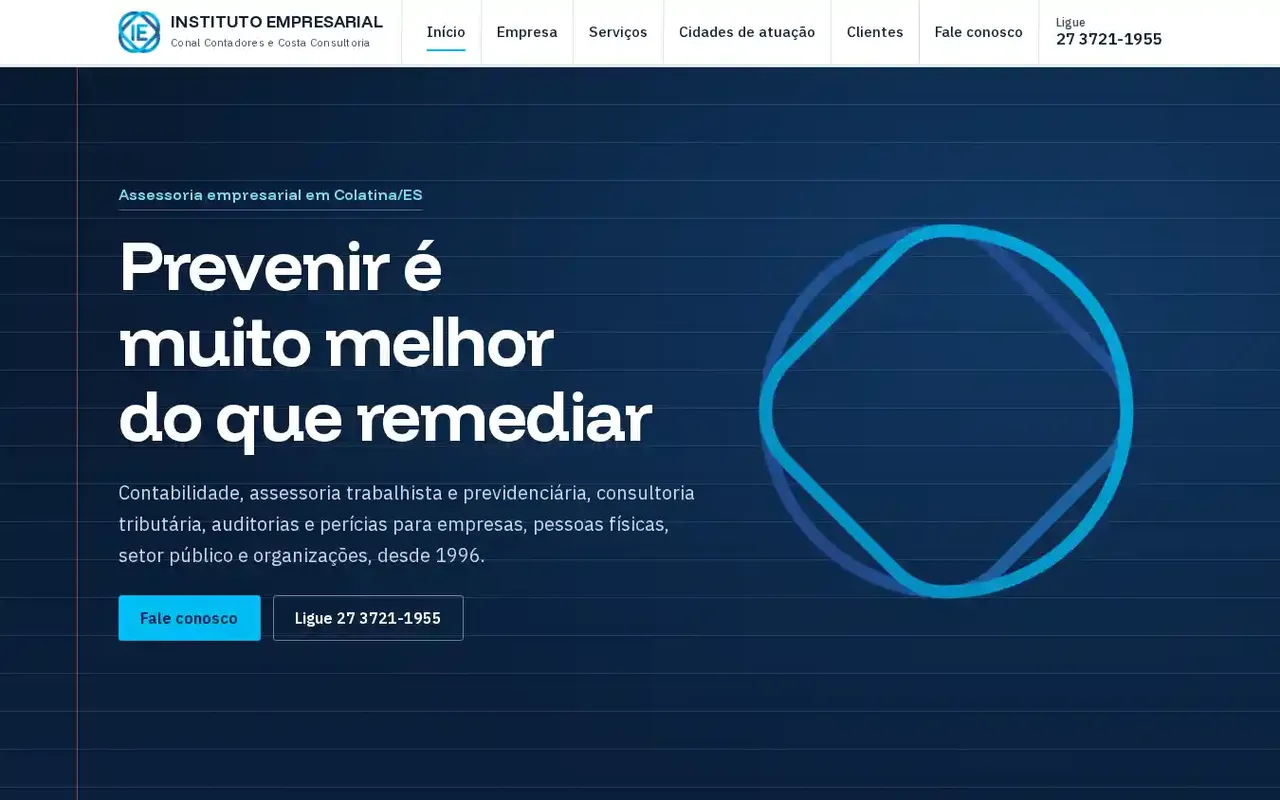 Site do Instituto Empresarial, contabilidade e assessoria empresarial em Colatina/ES