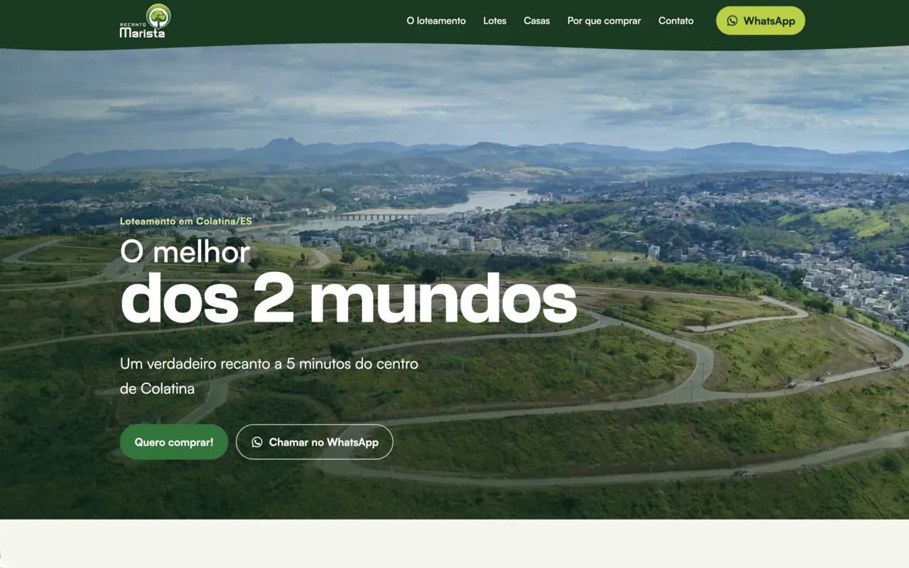 Site do loteamento Recanto Marista