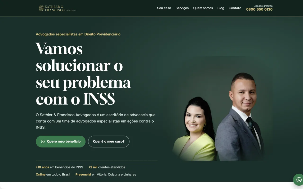 Site do Sathler & Francisco Advogados