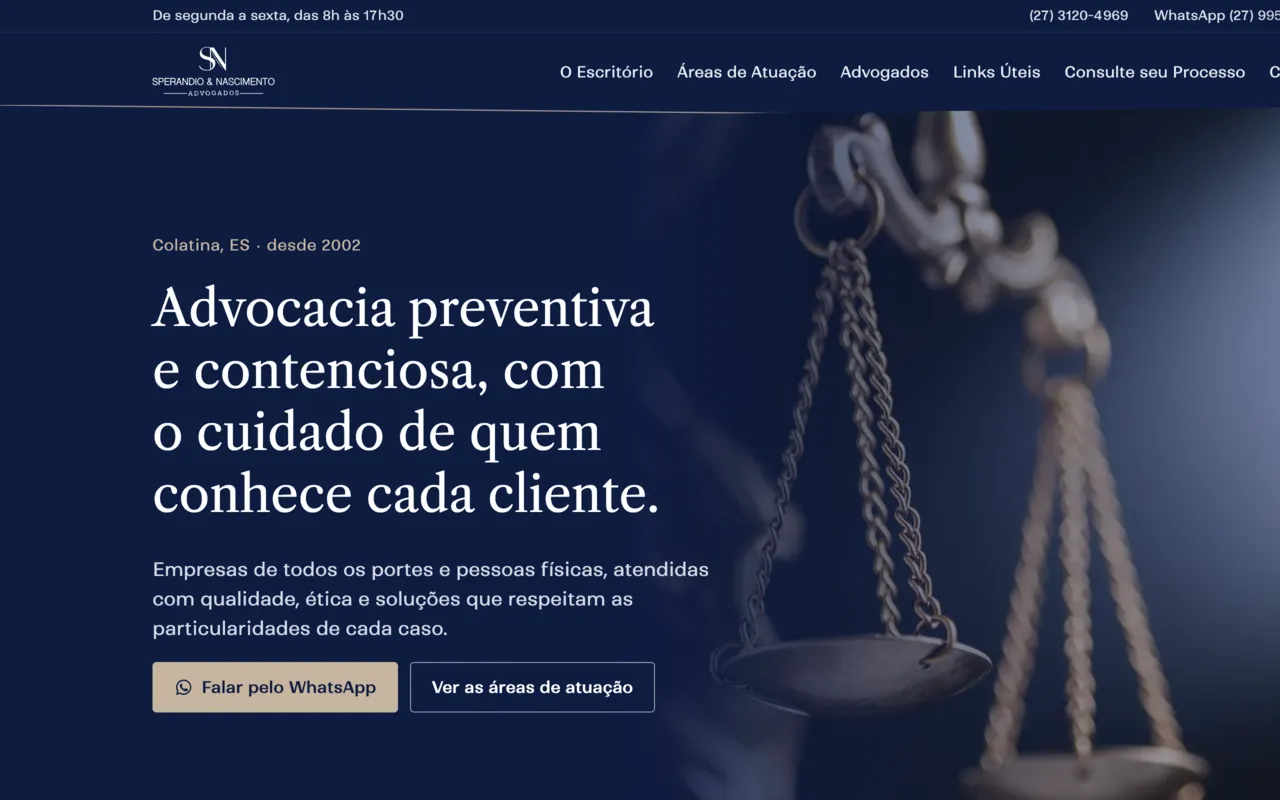 Site da Sperandio & Nascimento Advogados